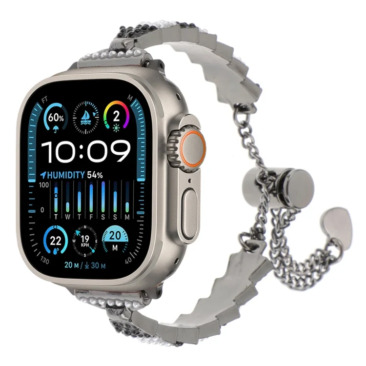 Shell Beads Chain Bracelet Metal Watch Band, For Apple Watch Ultra 49mm, For Apple Watch Series 8 41mm, For Apple Watch Series 8 45mm, For Apple Watch SE 2022 40mm, For Apple Watch SE 2022 44mm