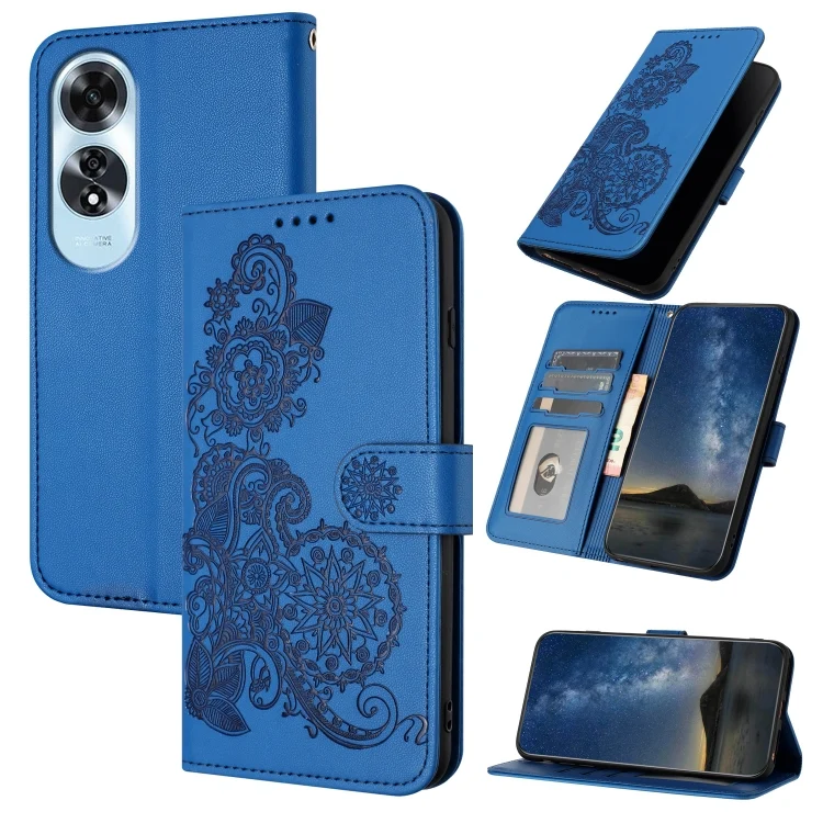 Datura Flower Embossed Flip Leather Phone Case, For OPPO A60, For OPPO Reno11 F / F25 Pro