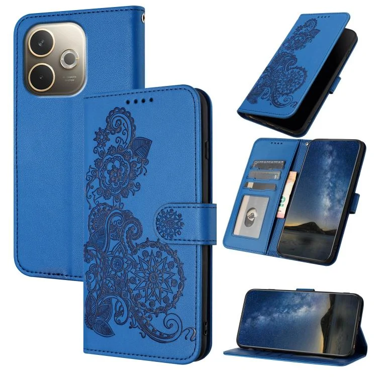 Datura Flower Embossed Flip Leather Phone Case, For OPPO A5 Pro 5G, For OPPO Reno13 F 4G / 5G