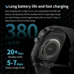 2.01 inch Silicone Strap Bluetooth Call Smart Watch Support Heart Rate Monitoring / Non-invasive Blood Sugar - Image 18