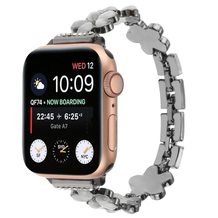 5-petaled Flower Zinc Alloy Chain Watch Band, For Apple Watch Series 9 41mm, For Apple Watch Ultra 49mm