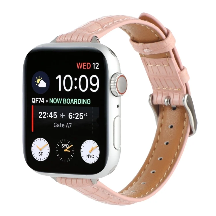 Slim Crocodile Leather Watch Band, For Apple Watch 42mm, For Apple Watch 38mm