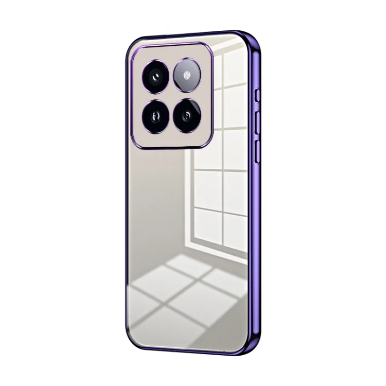 Transparent Plating Fine Hole Phone Case, For Xiaomi 14 Pro, For Xiaomi 14