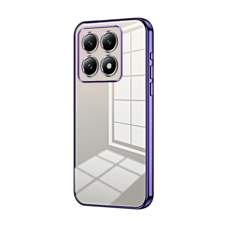 Transparent Plating Fine Hole Phone Case, For Xiaomi 14T, For Xiaomi 14 Ultra