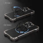 R-JUST RJ51-1 Hollow Rotating Holder MagSafe Magnetic Metal Phone Case, For iPhone 16 Pro Max, For iPhone 16 Pro, For iPhone 16 Plus, For iPhone 16, For iPhone 15 Pro Max, For iPhone 15 Pro... - Image 5