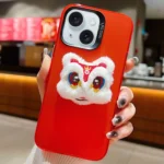 New Year Lion Dance Plush Doll Phone Case, For iPhone 15, For iPhone 14 Plus, For iPhone 14
