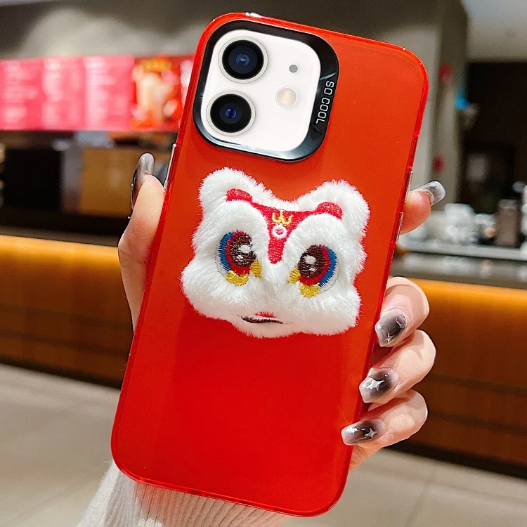 New Year Lion Dance Plush Doll Phone Case, For iPhone 11, For iPhone X / XS, For iPhone XR