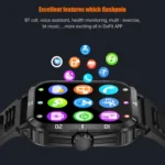 KT71 1.96 inch HD Square Screen Rugged Smart Watch Supports Bluetooth Calls/Sleep Monitoring/Blood Oxygen Monitoring - Image 9