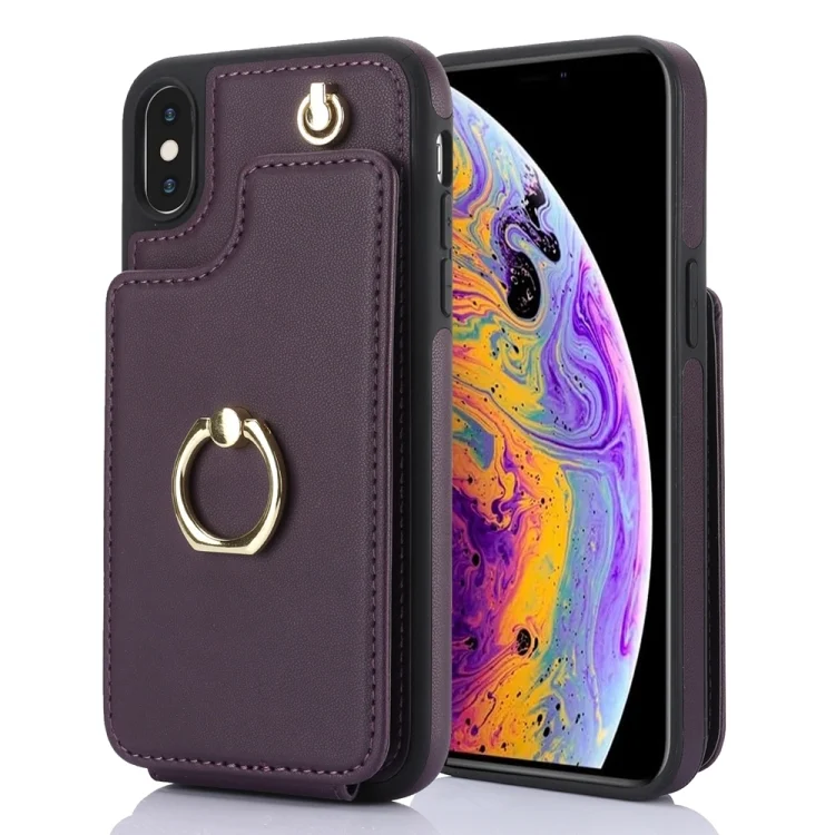 YM005 Skin Feel Card Bag Phone Case with Long Lanyard, For iPhone XS Max