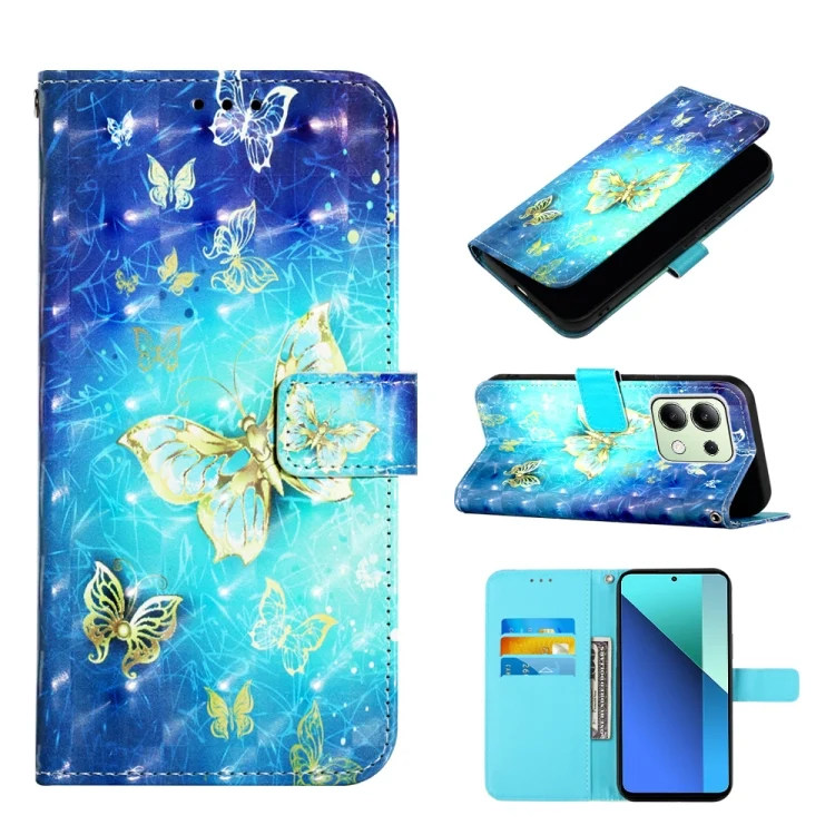 3D Painting Horizontal Flip Leather Phone Case, For Xiaomi Redmi Note 13 4G Global, For Xiaomi Redmi K70E