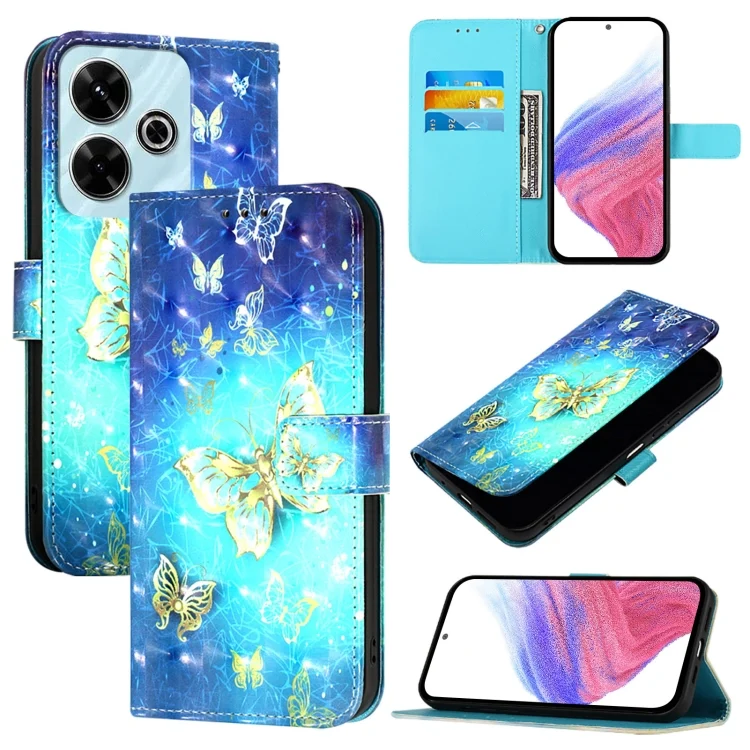 3D Painting Horizontal Flip Leather Phone Case, For Xiaomi Redmi 13 4G, For Xiaomi Poco M6 Pro 4G