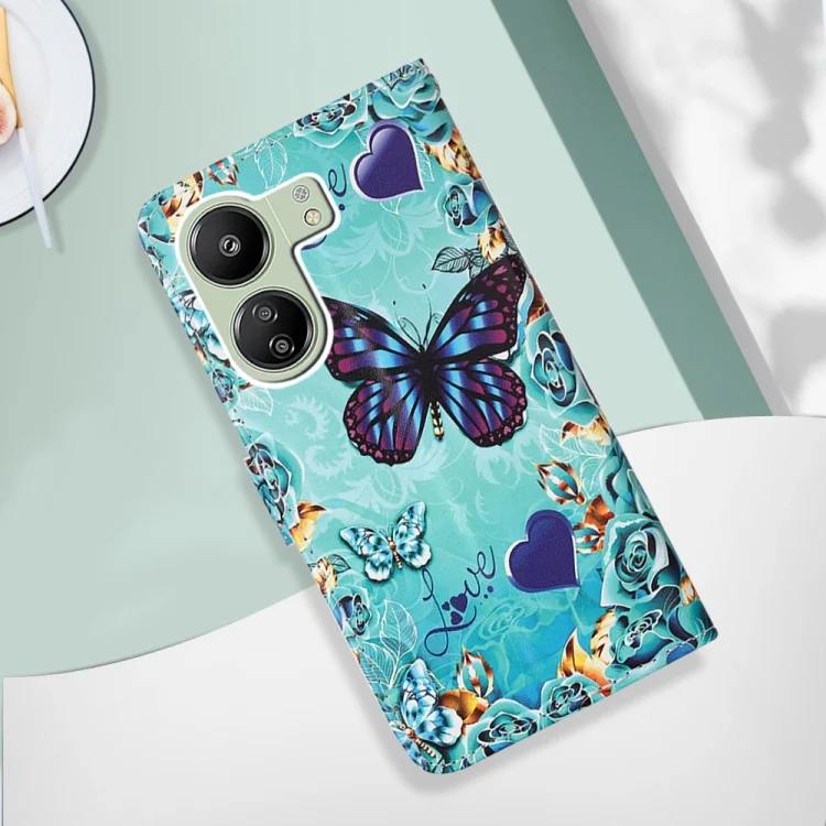 EDA006151401A_1.webp Colored Drawing Pattern Plain Weave Leather Phone Case, For Xiaomi Redmi 13C, For Xiaomi Redmi Note 13 Pro+ 5G - Image 2