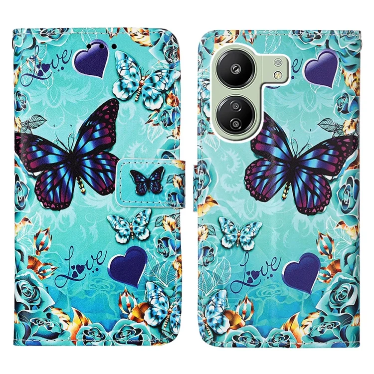 EDA006151401A_2.webp Colored Drawing Pattern Plain Weave Leather Phone Case, For Xiaomi Redmi 13C, For Xiaomi Redmi Note 13 Pro+ 5G - Image 3