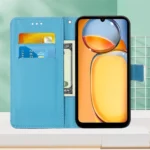 Colored Drawing Pattern Plain Weave Leather Phone Case, For Xiaomi Redmi 13C, For Xiaomi Redmi Note 13 Pro+ 5G - Image 4