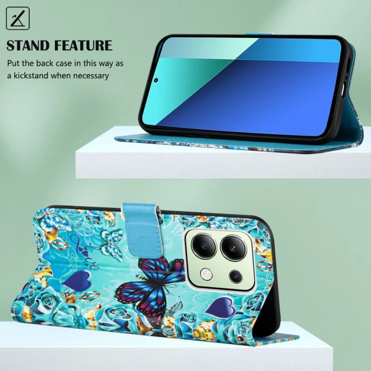EDA006151403A_4.webp Colored Drawing Pattern Plain Weave Leather Phone Case, For Xiaomi Redmi Note 13 4G Global, For Xiaomi Redmi K70E - Image 5