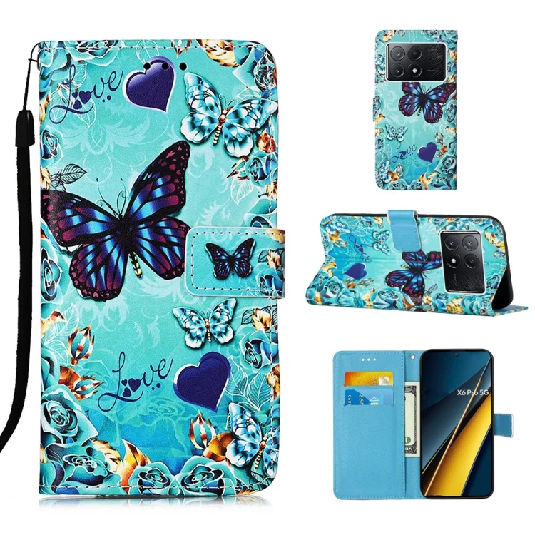 Colored Drawing Pattern Plain Weave Leather Phone Case, For Xiaomi Poco X6 Pro, For Xiaomi Redmi Note 13 5G Global