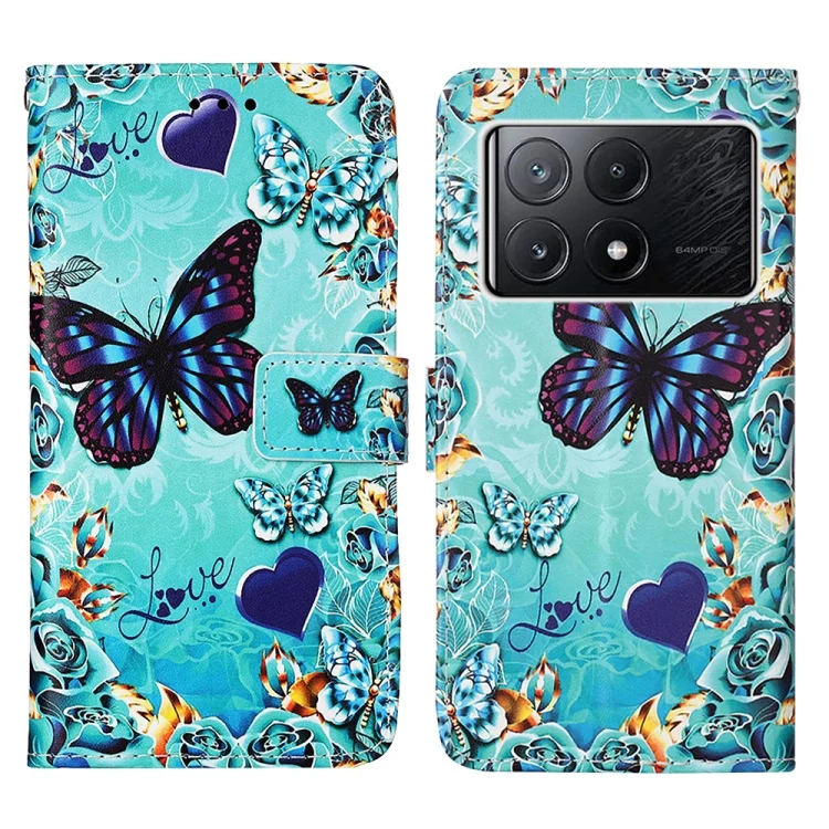 EDA006151410A_2.webp Colored Drawing Pattern Plain Weave Leather Phone Case, For Xiaomi Poco X6 Pro, For Xiaomi Redmi Note 13 5G Global - Image 3