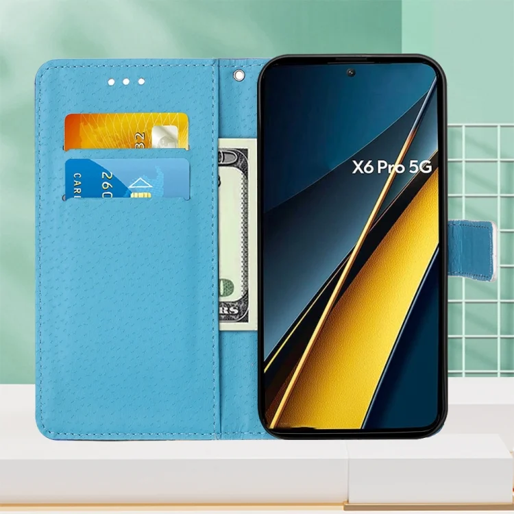 EDA006151410A_3.webp Colored Drawing Pattern Plain Weave Leather Phone Case, For Xiaomi Poco X6 Pro, For Xiaomi Redmi Note 13 5G Global - Image 4