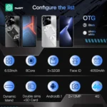 Povo5pro / PU31, 6.53 inch Face Identification Android 8.1 MTK6753 Octa Core, Network: 4G, AI GPT4, Dual SIM - Image 3
