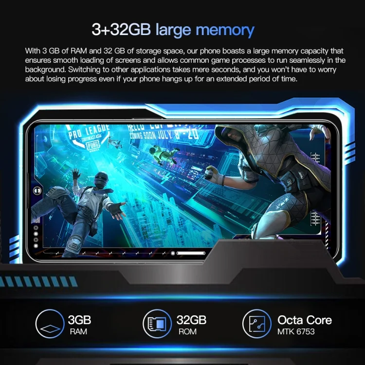 EDA0061584_B7.webp Povo5pro / PU31, 6.53 inch Face Identification Android 8.1 MTK6753 Octa Core, Network: 4G, AI GPT4, Dual SIM - Image 8