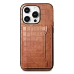 Crocodile Texture Card Bag Design Full Coverage Phone Case, For iPhone 15 Pro Max, For iPhone 15 Pro, For iPhone 15 Plus, For iPhone 15