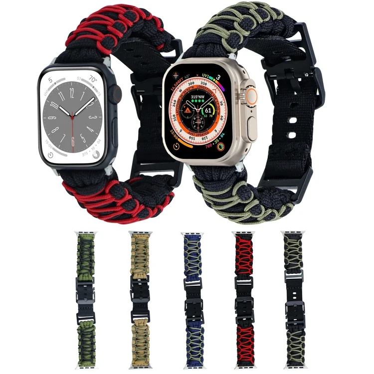 EDA0061671_B1.webp Dual-layer Braided Paracord Buckle Watch Band, For Apple Watch SE 2023 44mm, For Apple Watch SE 2023 40mm, For Apple Watch Ultra 2 49mm, For Apple Watch Series 9 45mm - Image 2