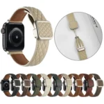 Rhombus Pattern Magnetic Square Buckle Leather Watch Band, For Apple Watch Series 6 40mm, For Apple Watch Series 6 44mm - Image 2