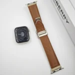 Rhombus Pattern Magnetic Square Buckle Leather Watch Band, For Apple Watch Series 7 41mm, For Apple Watch Series 7 45mm - Image 4