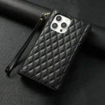 Zipper Multi-Card Wallet Rhombic Leather Phone Case, For iPhone 15 Pro Max, For iPhone 15 Pro, For iPhone 15 Plus, For iPhone 15 - Image 3