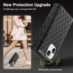 Zipper Multi-Card Wallet Rhombic Leather Phone Case, For iPhone 14 Plus, For iPhone 14, For iPhone 14 Pro, For iPhone 14 Pro Max - Image 4