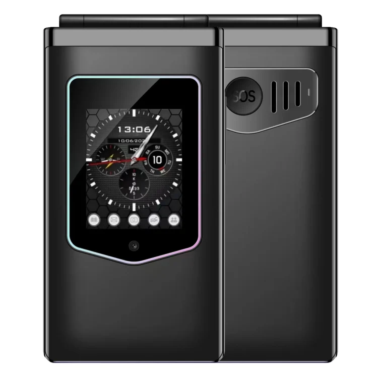 HAMTOD T8 4G Flip Phone, 2.8 inch + 1.77 inch, VoLTE, BT, SOS, OTG