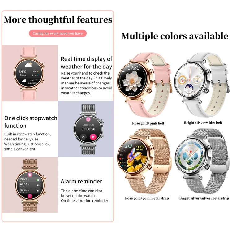 EDA0062300_B5.webp T86 Woman Health 1.27 inch Smart Watch, BT Call / Physiological Cycle / Heart Rate / Blood Pressure / Blood Glucose / SOS - Image 6