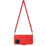 Rhombic Texture Flip Leather Phone Case with Long Lanyard, For iPhone 15 Pro Max, For iPhone 15 Pro, For iPhone 15 Plus - Image 3