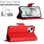 Rhombic Texture Flip Leather Phone Case with Long Lanyard, For iPhone 15, For iPhone 14 Plus, For iPhone 14 - Image 6