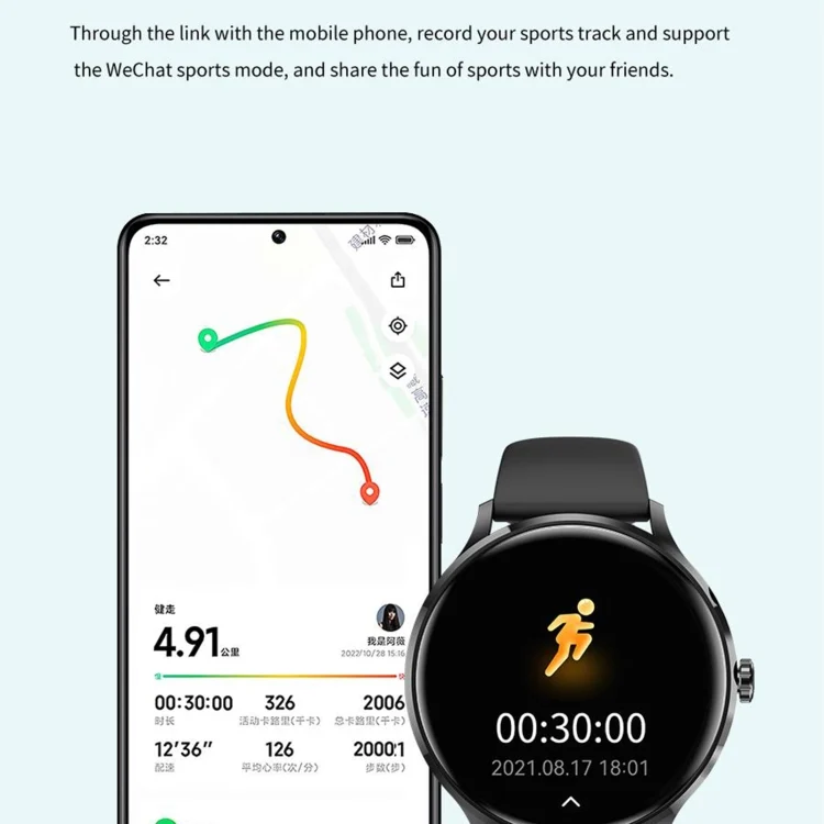 EDA0062497_B3.webp QS80 1.39 inch BT5.2 Smart Sport Watch, Support Bluetooth Call / Sleep / Blood Oxygen / Temperature / Heart Rate / Blood Pressure Health Monitor - Image 4