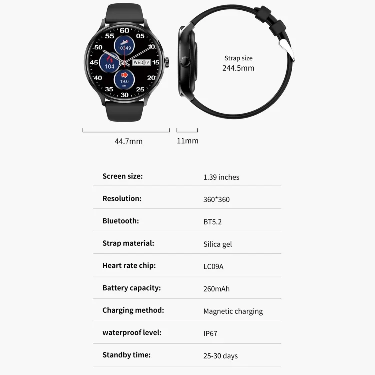 EDA0062497_B9.webp QS80 1.39 inch BT5.2 Smart Sport Watch, Support Bluetooth Call / Sleep / Blood Oxygen / Temperature / Heart Rate / Blood Pressure Health Monitor - Image 10