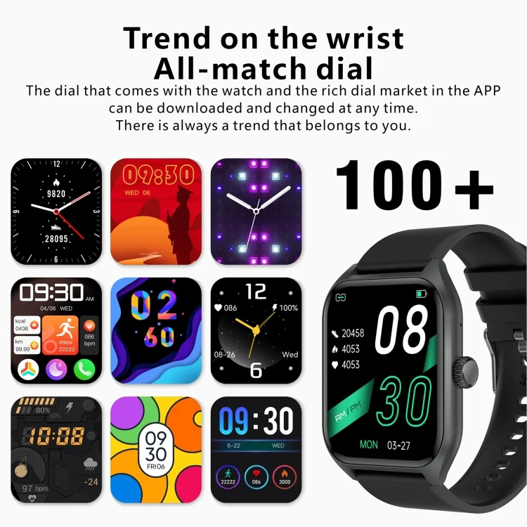 EDA0062505_B10.webp Qx5 1.96 inch BT5.2 Smart Sport Watch, Support Bluetooth Call / Sleep / Blood Oxygen / Temperature / Heart Rate / Blood Pressure Health Monitor - Image 11