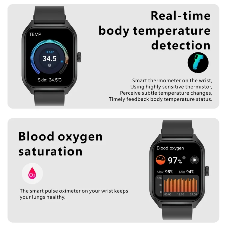 EDA0062505_B8.webp Qx5 1.96 inch BT5.2 Smart Sport Watch, Support Bluetooth Call / Sleep / Blood Oxygen / Temperature / Heart Rate / Blood Pressure Health Monitor - Image 9