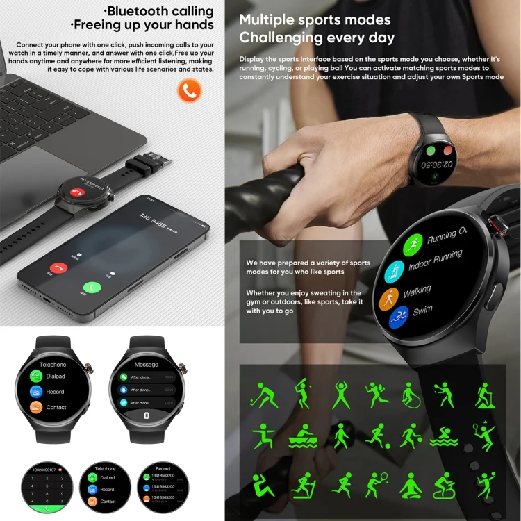 EDA0062605_B3.webp MT26 Smart Watch 1.43 inch AMOLED Bracelet, Support Bluetooth Call / Blood Pressure / Blood Oxygen / Heart Rate - Image 4