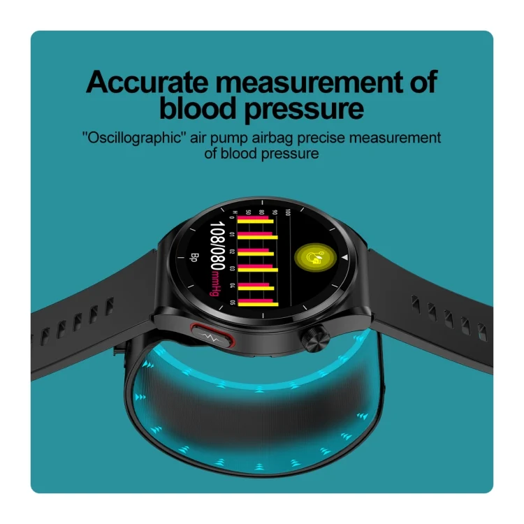 EDA0062625_B2.webp S22 Air Pump Blood Pressure Testing ECG Health Smart Watch, 1.39 inch Round Screen - Image 3