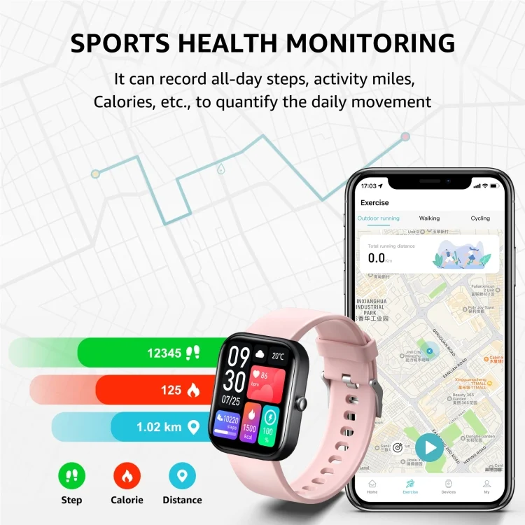 EDA006269201A_4.webp GTS5 2.0 inch Fitness Health Smart Watch, BT Call / Heart Rate / Blood Pressure / MET / Blood Glucose - Image 5