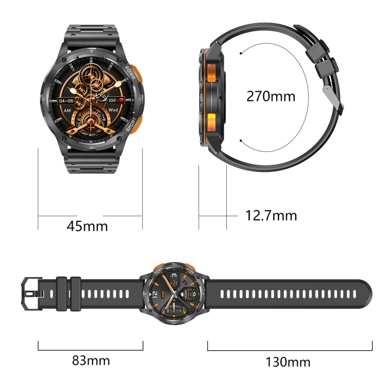 EDA0062774_B2.webp LEMFO AK59 1.43 inch AMLOED Round Screen Steel Strap Smart Watch - Image 3