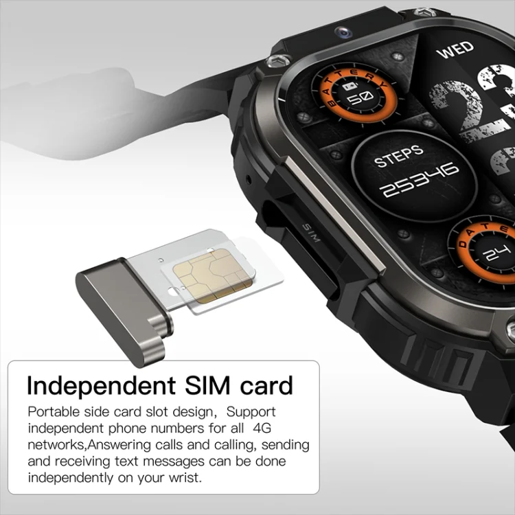 EDA006278601A_4.webp LEMFO DM63 2.13 inch AMOLED Square Screen Smart Watch Android 8.1 - Image 5