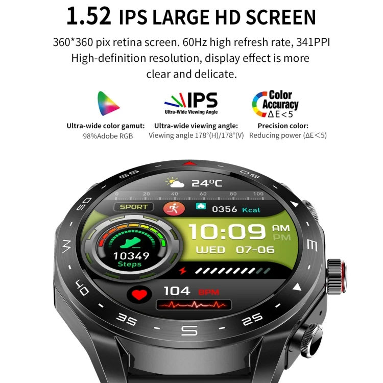 EDA0062835_B4.webp T95 1.52 inch BT5.0 Smart Sport Watch with Earbuds, Support Bluetooth Call / Blood Oxygen / Heart Rate / Blood Pressure Health Monitor - Image 5