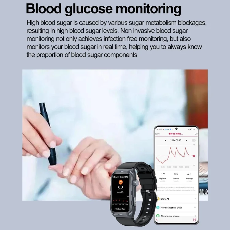 EDA0062850_B18.webp TK79 1.47 inch IP68 Waterproof Smart Watch, Support ECG / Blood Glucose / Blood Oxygen Monitoring / Uric Acid - Image 19