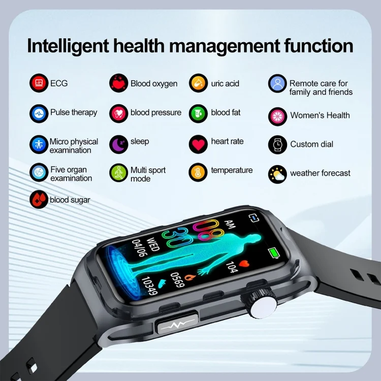 EDA0062850_B4.webp TK79 1.47 inch IP68 Waterproof Smart Watch, Support ECG / Blood Glucose / Blood Oxygen Monitoring / Uric Acid - Image 5