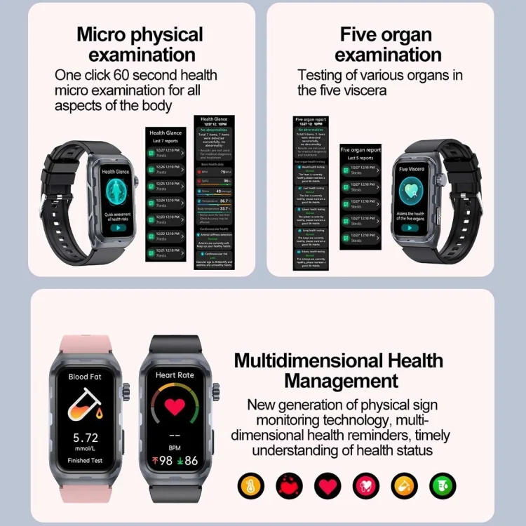 EDA0062850_B6.webp TK79 1.47 inch IP68 Waterproof Smart Watch, Support ECG / Blood Glucose / Blood Oxygen Monitoring / Uric Acid - Image 7