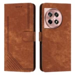 Skin Feel Stripe Pattern Leather Phone Case with Lanyard, For OnePlus Ace 3, For OnePlus 12
