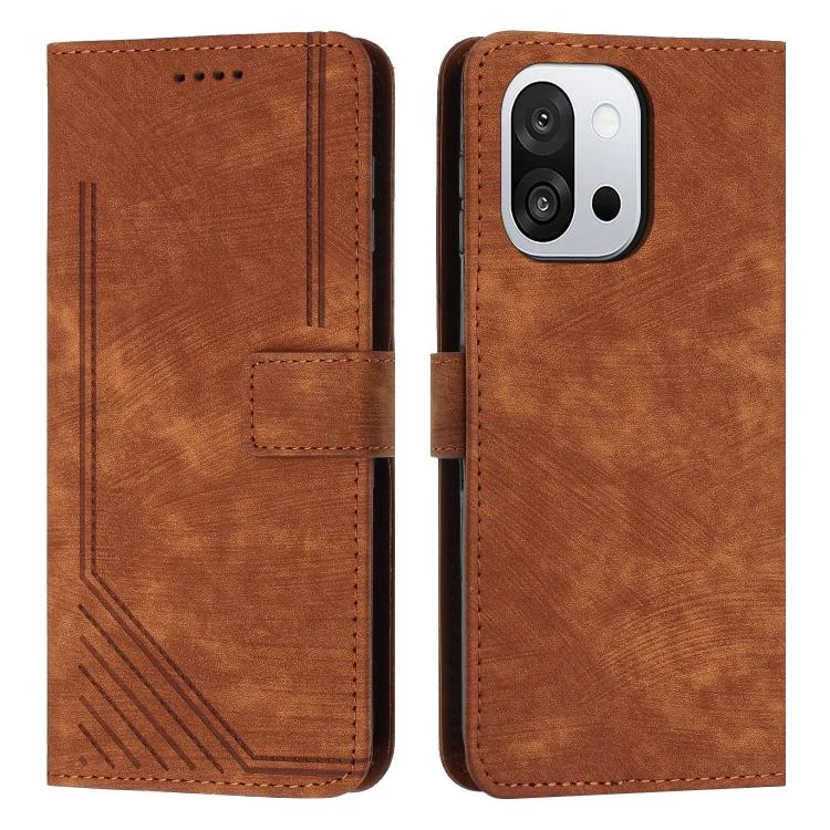 Skin Feel Stripe Pattern Leather Phone Case with Lanyard, For OnePlus 13T 5G, For OnePlus 13R 5G, For OnePlus 13