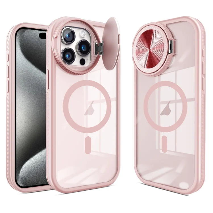 Round Camshield MagSafe TPU Hybrid PC Phone Case, For iPhone 15 Pro Max, For iPhone 15 Pro, For iPhone 15 Plus, For iPhone 15